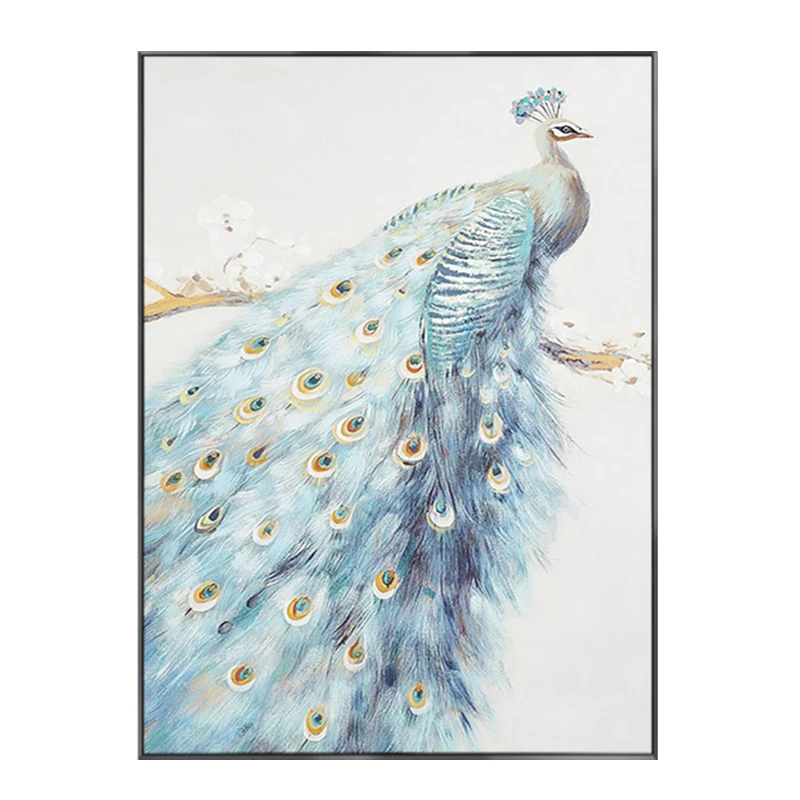 New Chinese Style Modern Light Luxury Peacock Hand-painted Oil Painting Paintings Home Decor