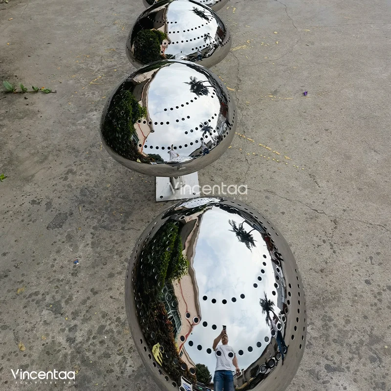 Vincentaa Modern Lighting Mushroom Stainless Steel Sculpture Custom Park Garden Decorative Sculpture