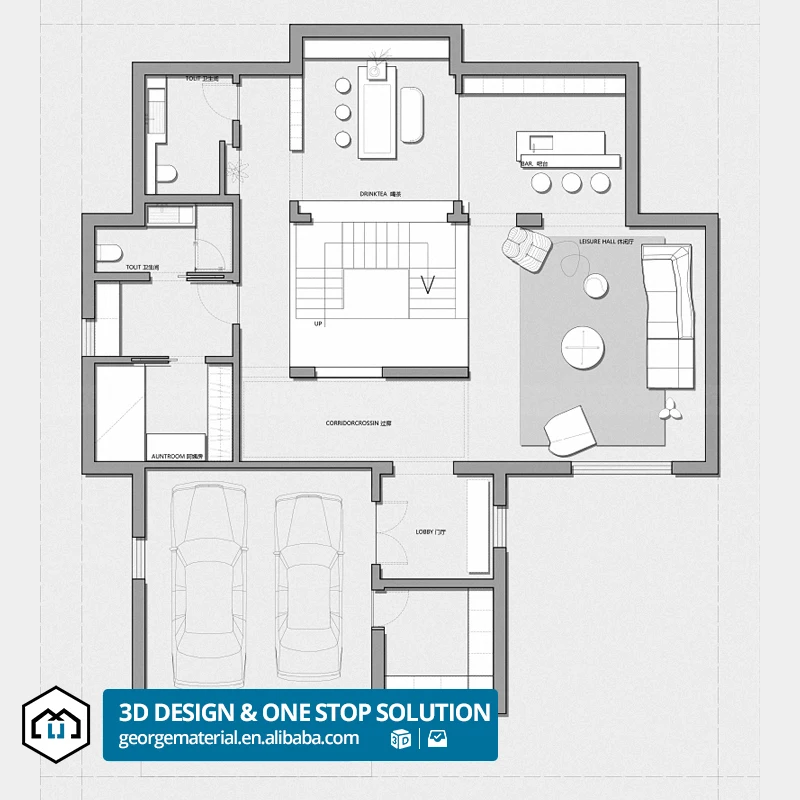 Modern Luxury Home Interior Design Service Full Furniture 3D Drawing for Villa Interior Decoration