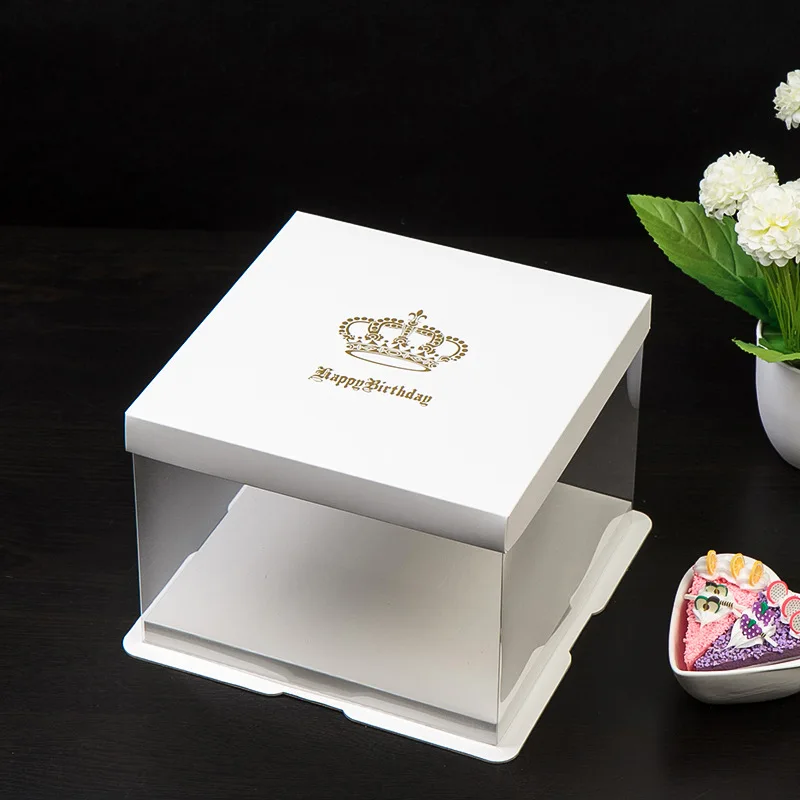 4 - 16 Inches Large PET Gift Box With Personalized LOGO Cover High-rise Baking Cake Display Boxes
