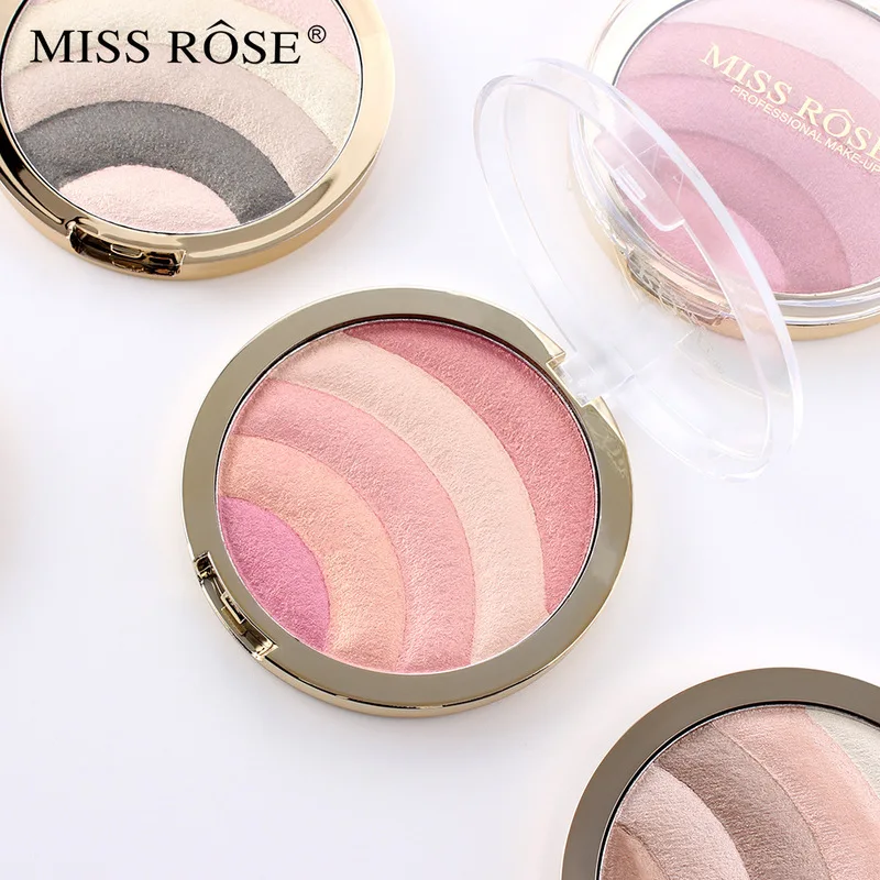 MISS ROSE10 Color Rainbow High Gloss Eyeshadow Baked Powder Repair Blush Eyeshadow Pan Blush
