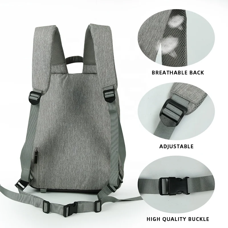 CHANGRONG Custom Gray Durable Daily Laptop RPET Polyester Eco Friendly Backpack Casual Sports Back pack