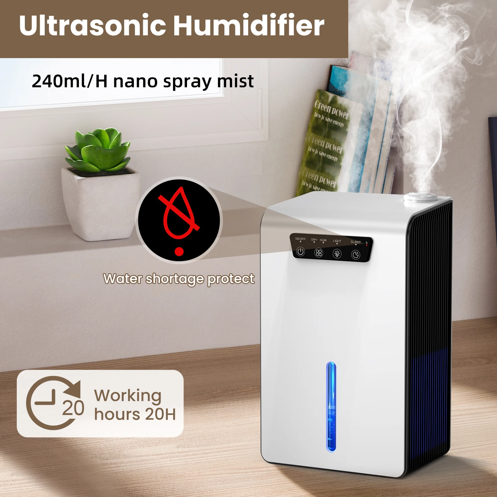 New Trend Dehumidifier For Bedroom With Drainage Hose, 3.5L Dehumidifier for Drying Clothes, Auto-Defrost and 7 Colors Light,