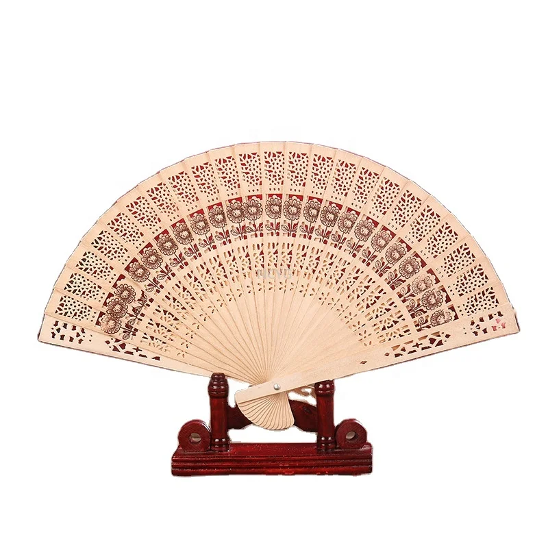 HOT SALE Bamboo Hand Fans Wooden Hollow Carved Wedding Dancing Bridal Party Decor Fragrant Sandalwood Fan