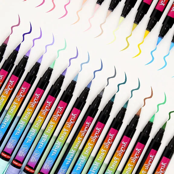 XinyiArt Artists Adults Coloring Drawing Cartoon Anime Comic Acrylic Paint Markers Paint Pens Brush Tip for Rock Painting Wood