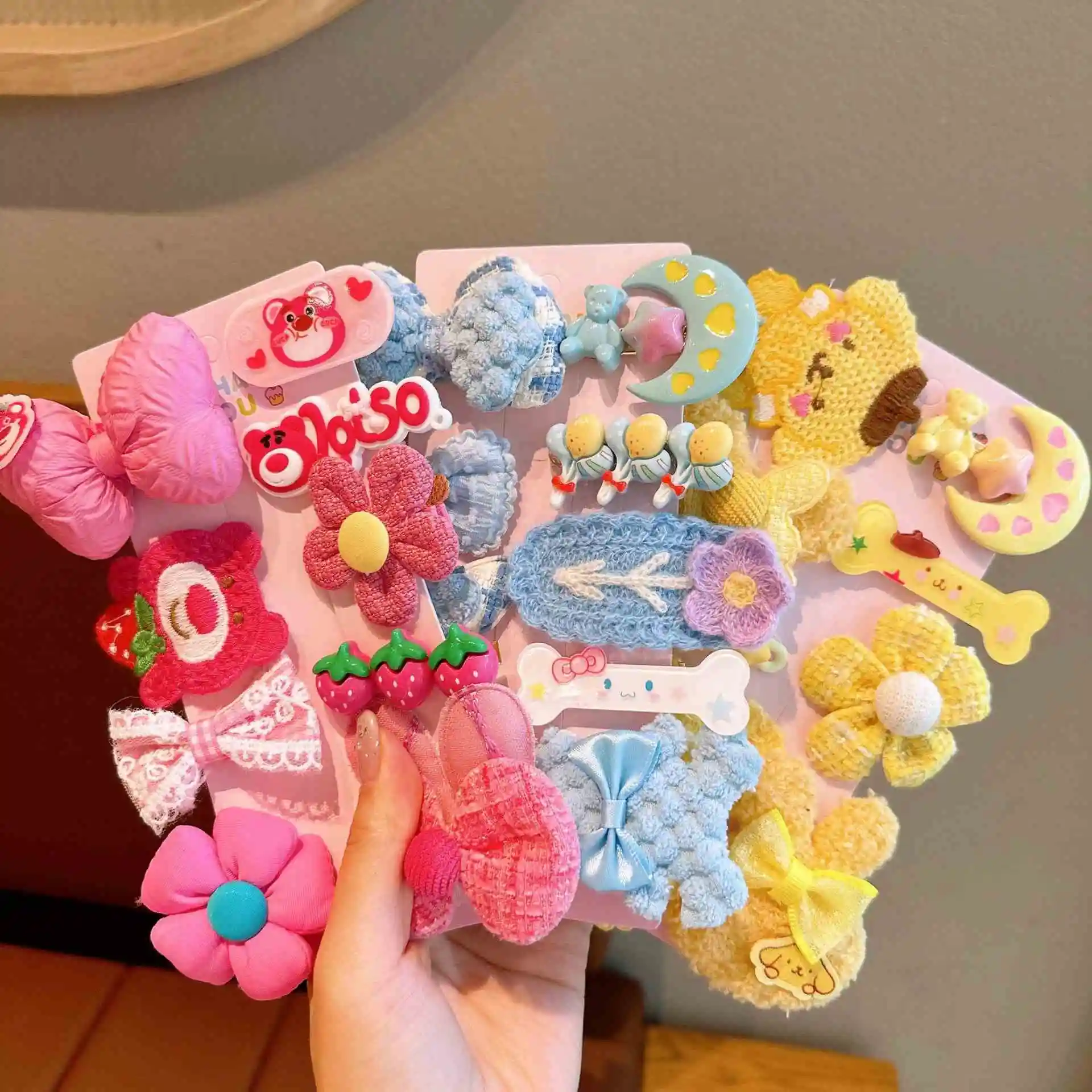 Wholesale Children Cartoon Multicolour Hair Clips Set Kids Cute Animal Plush Bow Hairpin Girl Birthday Hair Accessories Gift Set