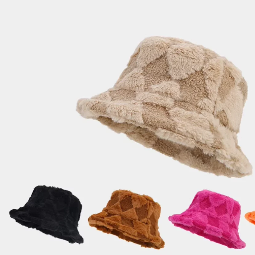 Оригинальная коричневая и ириская шапка-ведро в клетку с логотипом на заказ теплая зимняя шапка широкими полями для мужчин женщин детей