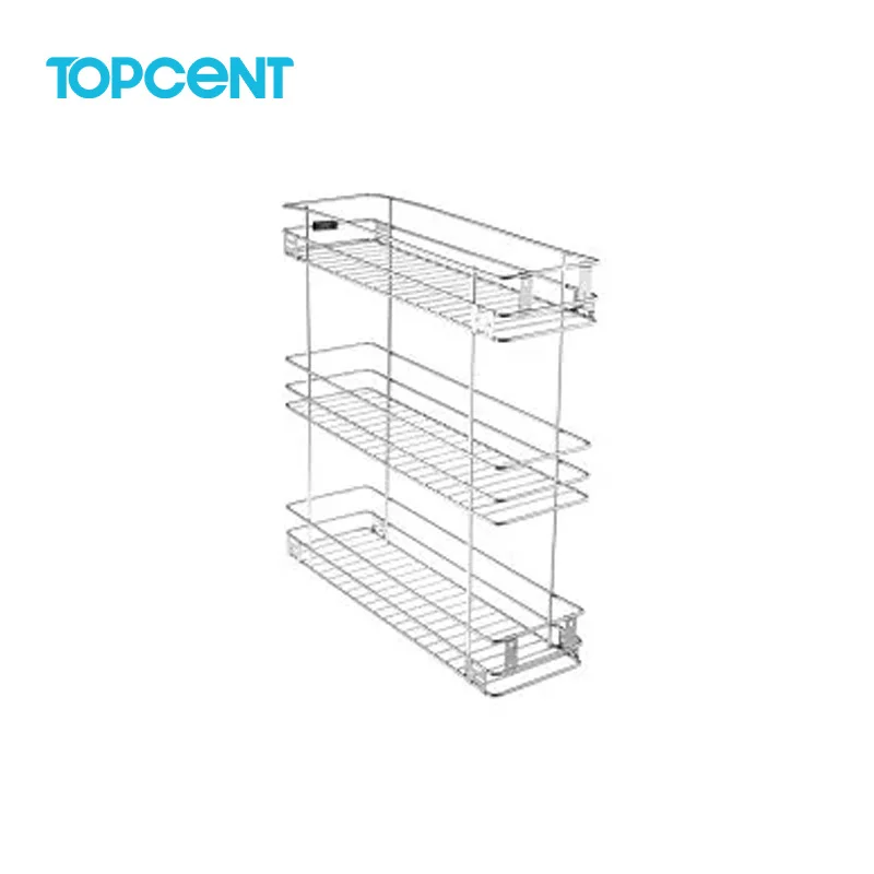 TOPCENT New Arrival side install spice basket kitchen drawer sliding basket cabinet