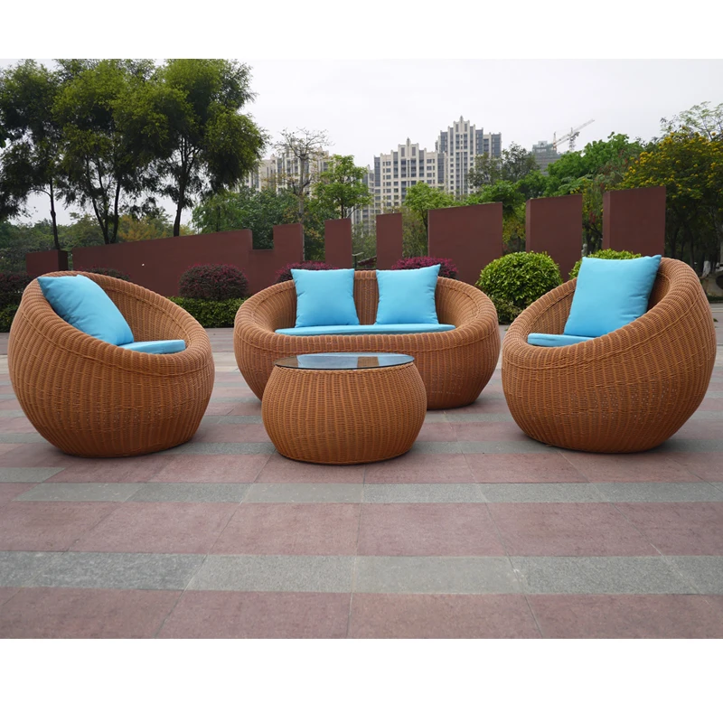 One Stop Professional Collocation Patio Outdoor Furniture Rattan Sofa Curl Rattan Sofa Leisure Lounge Chair Garden Sets