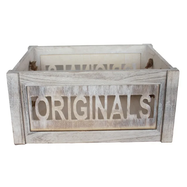 
Wholesale packing gift craft wooden Product storage vegetable fruit shipping crate box bins baskets with hand 