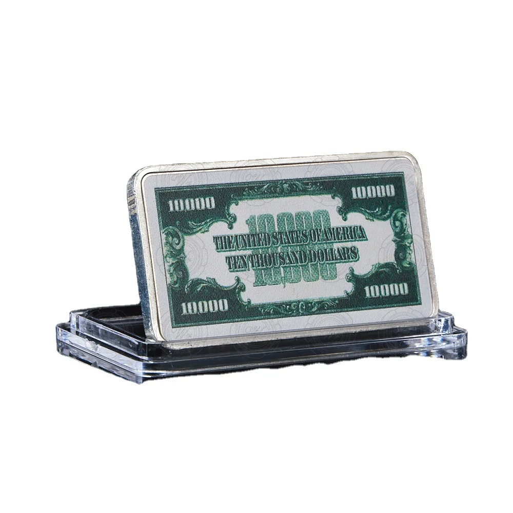 WR Home Accessory 10000 Dollar American Silver Bill Note Fake Bar Quality 999.9 Silver Bars