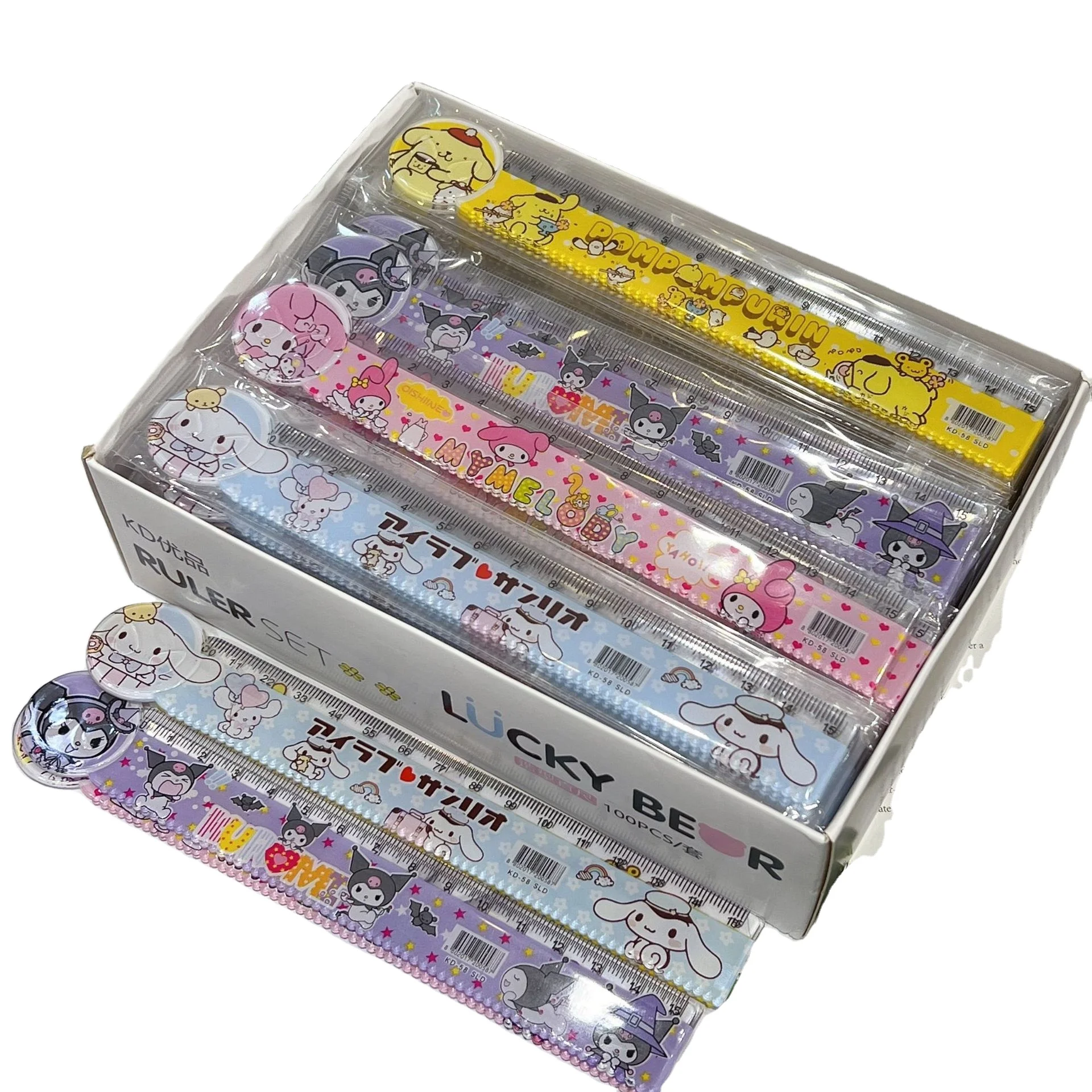 Wholesale lovely cartoon kuromi 15cm plastic rulers for student WR001