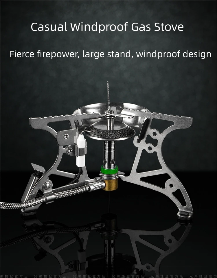 Camping Gas Split Stove, Portable Windproof Foldable Gas Stove with piezoelectric Ignition for Outdoor Picnic