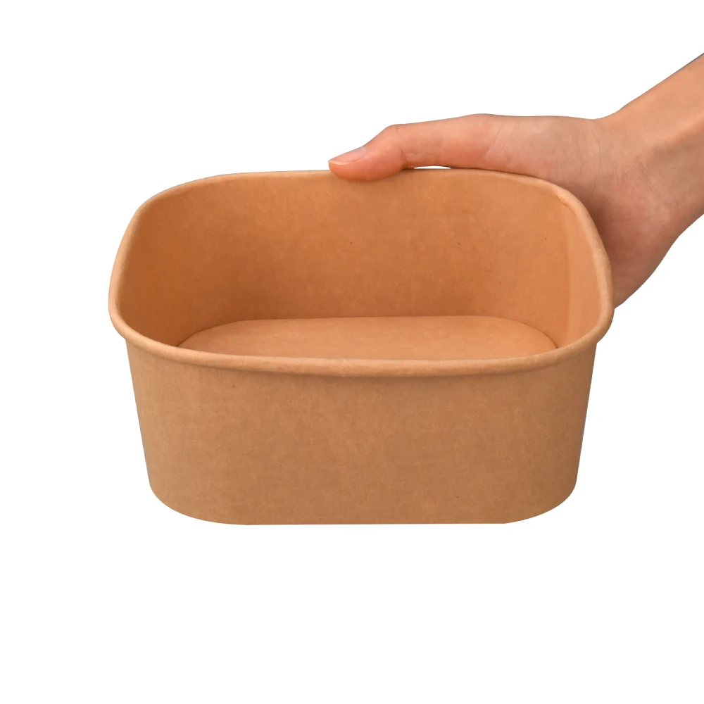 1450ML kraft paper square food storage box Container with Lid