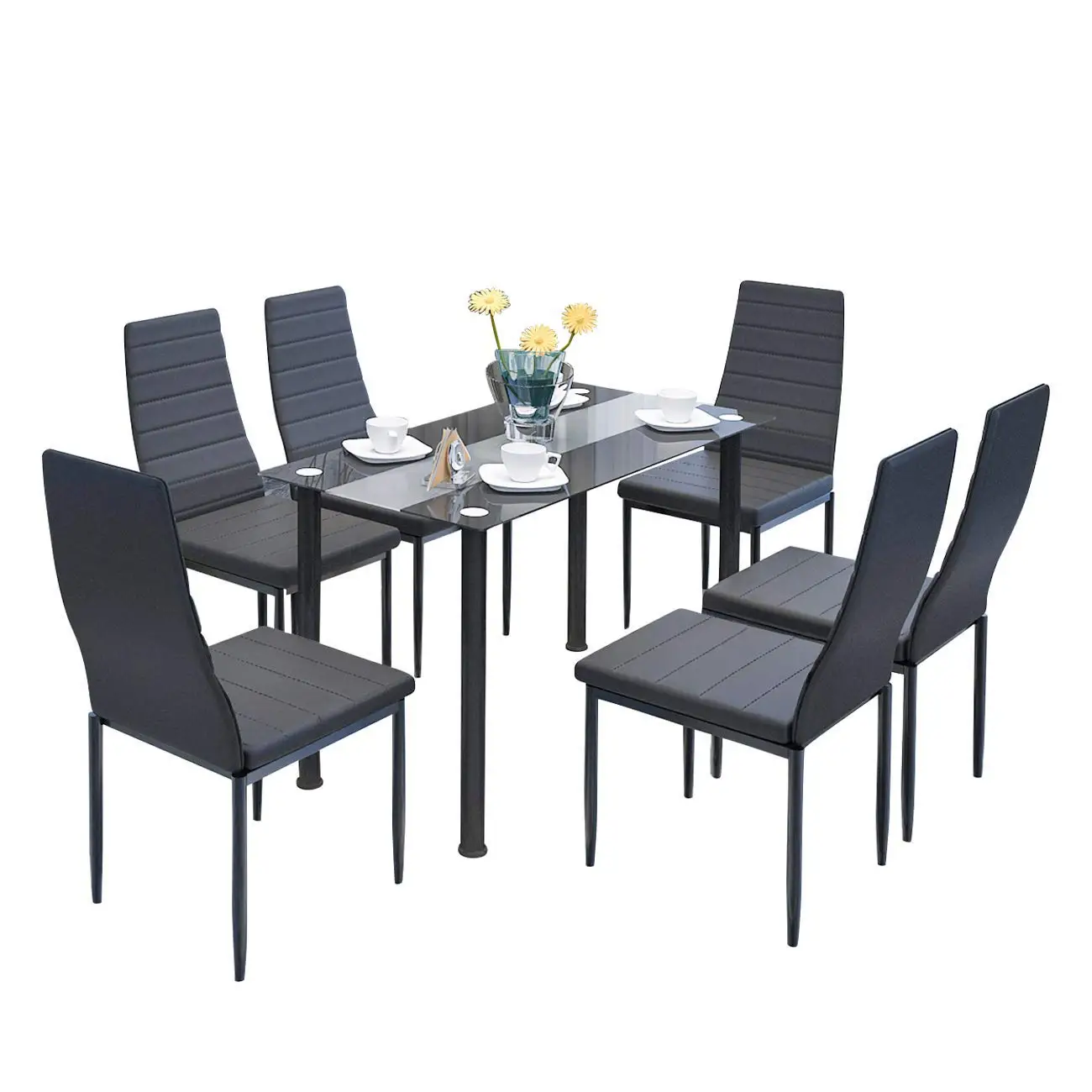 6 Sillas Juegos De Comedor Cheap Dining Room Sets 1.4m Glass Dining Table Classic Modern Design Dining Table Sets