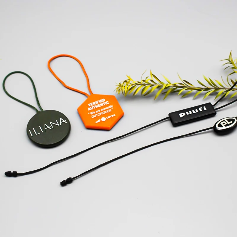 Labels Maker Custom cord lock plastic seal tag plastic cord lock tags for clothes label