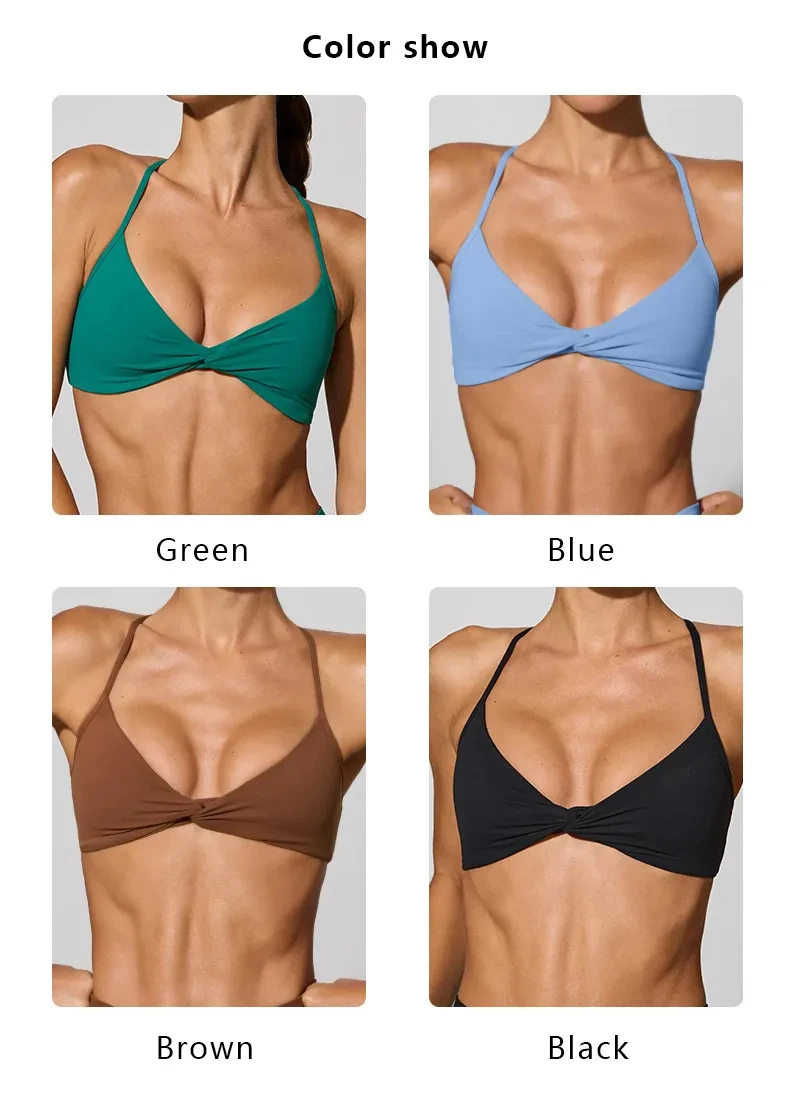 Yoke Custom High Quality Best-Selling Bra Rowan Fabric U-Shaped Back Sexy Curved Neckline Sports Yoga Bra ,pack in a frosted bag