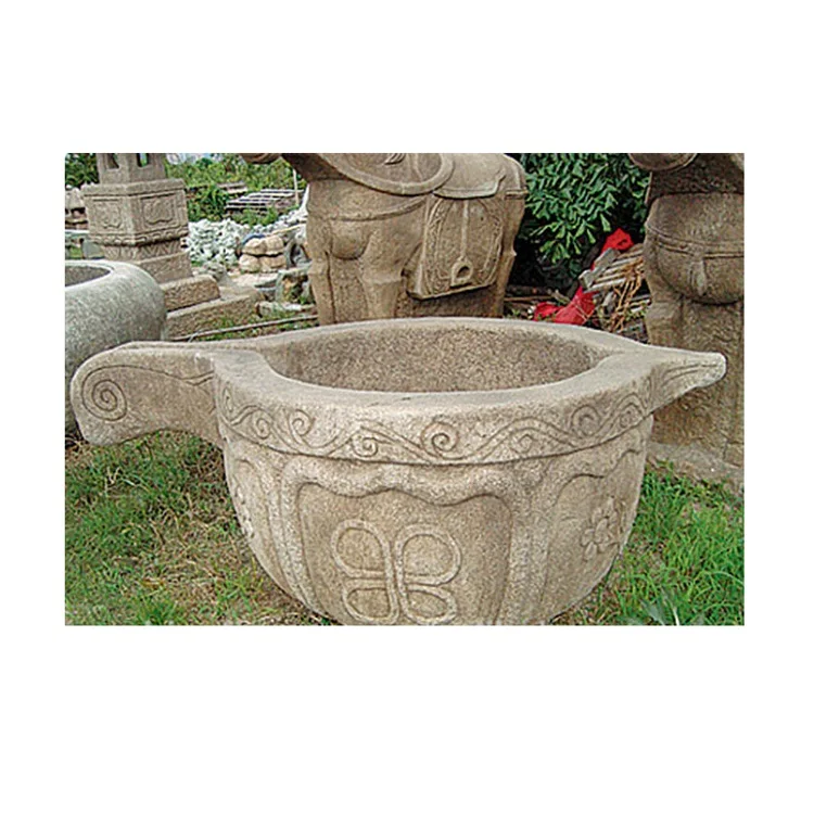Cheap Garden Pot  Antique Big Stone Plant Bowls Old Water Tub