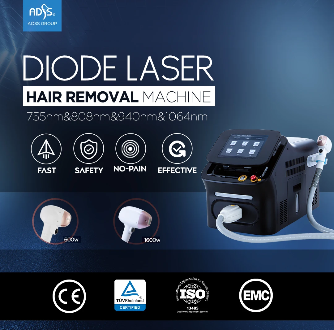 ADSS Best Selling Speed Hair Removal 808 Diode  Permanent Hair Removal Laser Machine