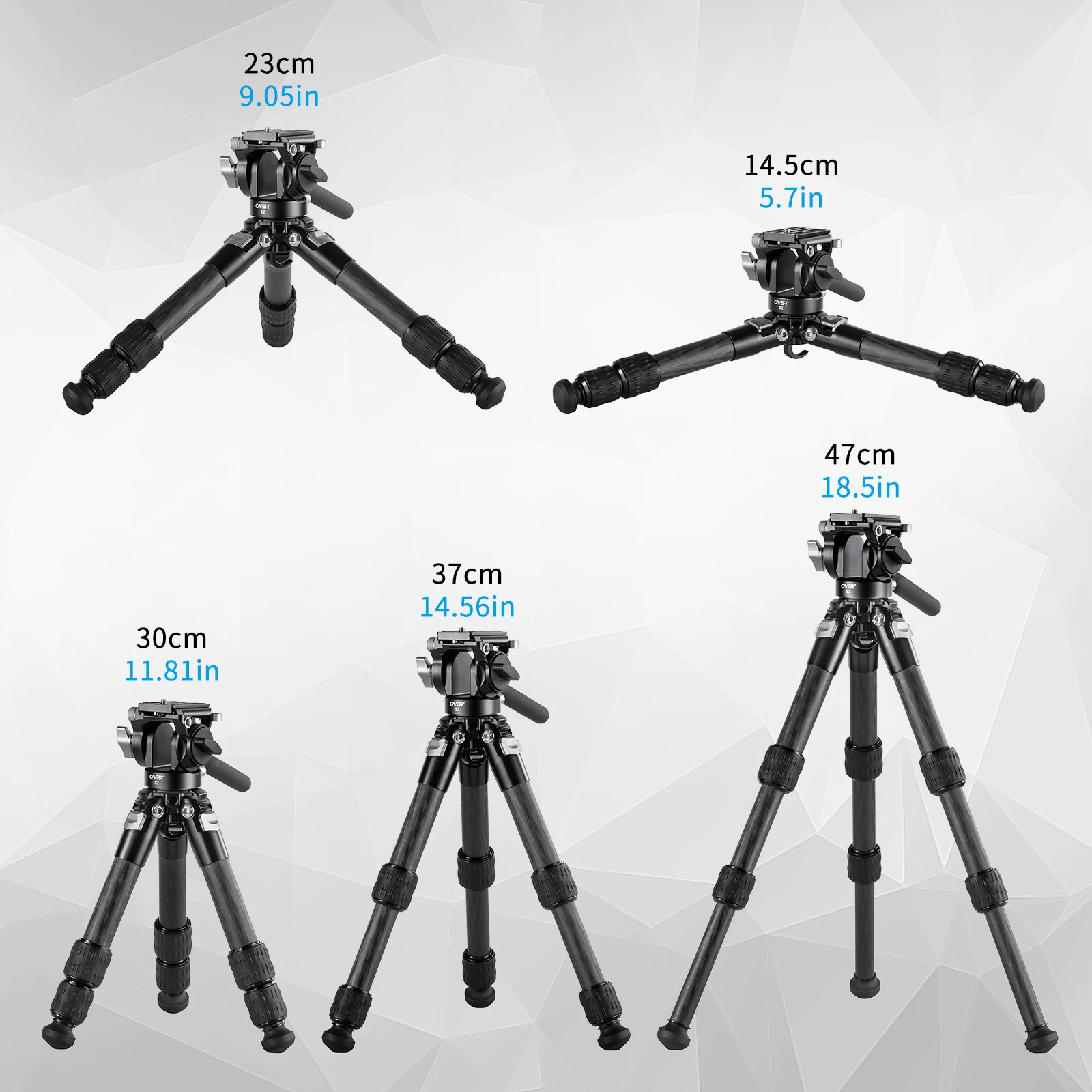 Cayer Carbon Fiber Lightweight Portable Desktop Mini Tripod with Fluid Head Flexible Mobile Cell Phone Video Tripod Holder