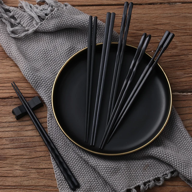 
10 pairs of Japanese Wafei Alloy Chopsticks with non-skid tip set, high temperature disinfection and mildew proof commercial cho 