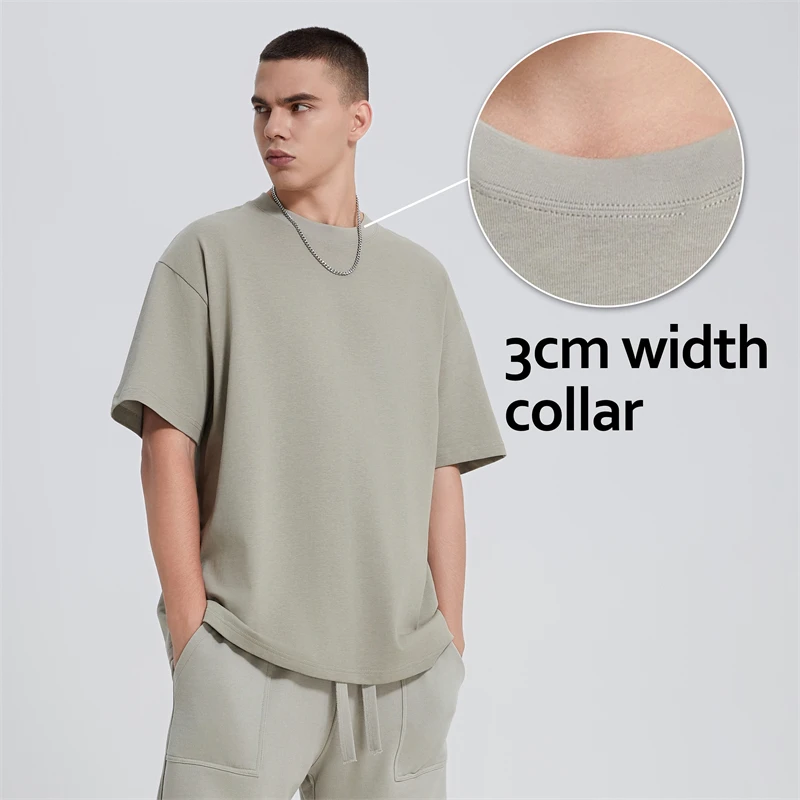 Boxy Hip Hop 300 gsm Drop Shoulder Graphic Heavyweight Tshirts Luxury Blank 100% Cotton Custom Streetwear Oversized Men T-shirts