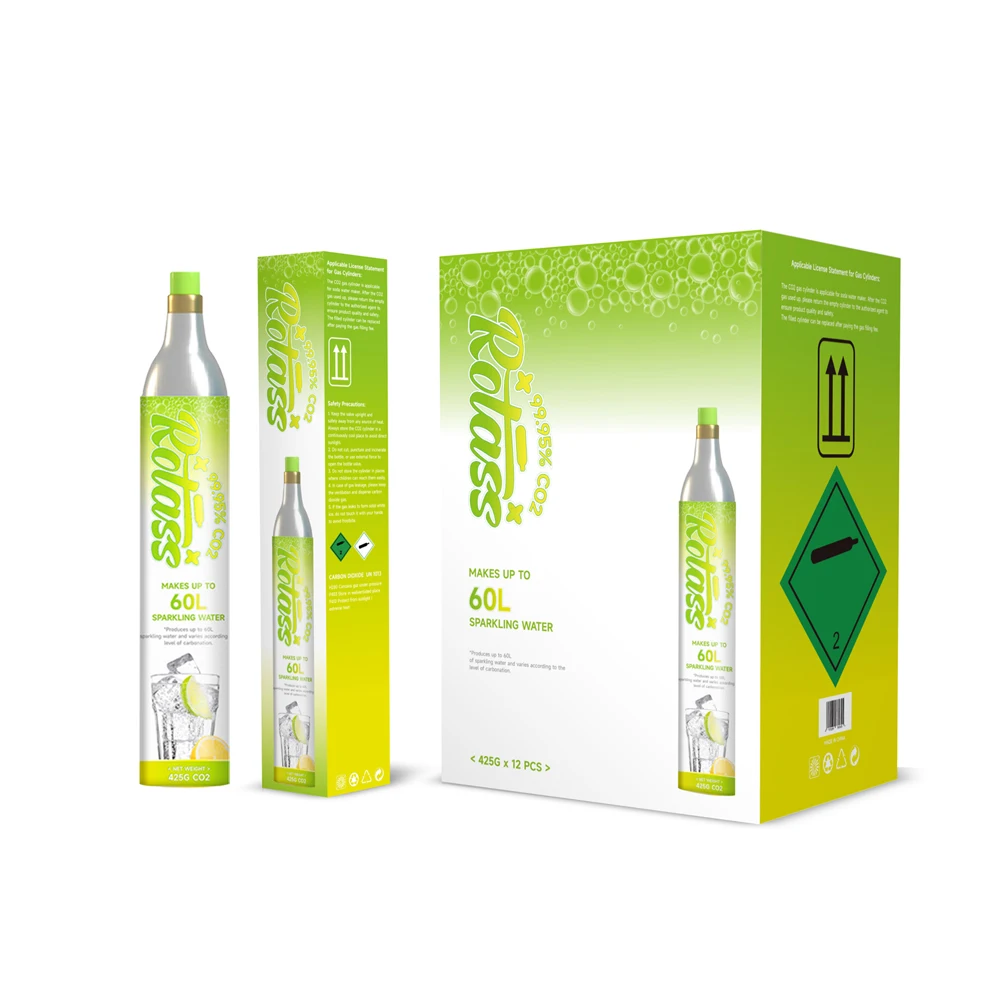 Rotass wholesale 0.6L CO2 cylinder food grade carbon dioxide 60L co2 cartridge for soda making