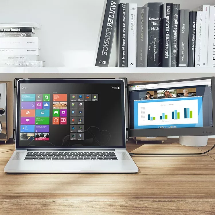 Оптовая продажа с фабрики, двойной и тройной дисплей 12 дюймов, монитор для ноутбука, 1080p, двойной экран, монитор для ноутбука, двойной дисплей