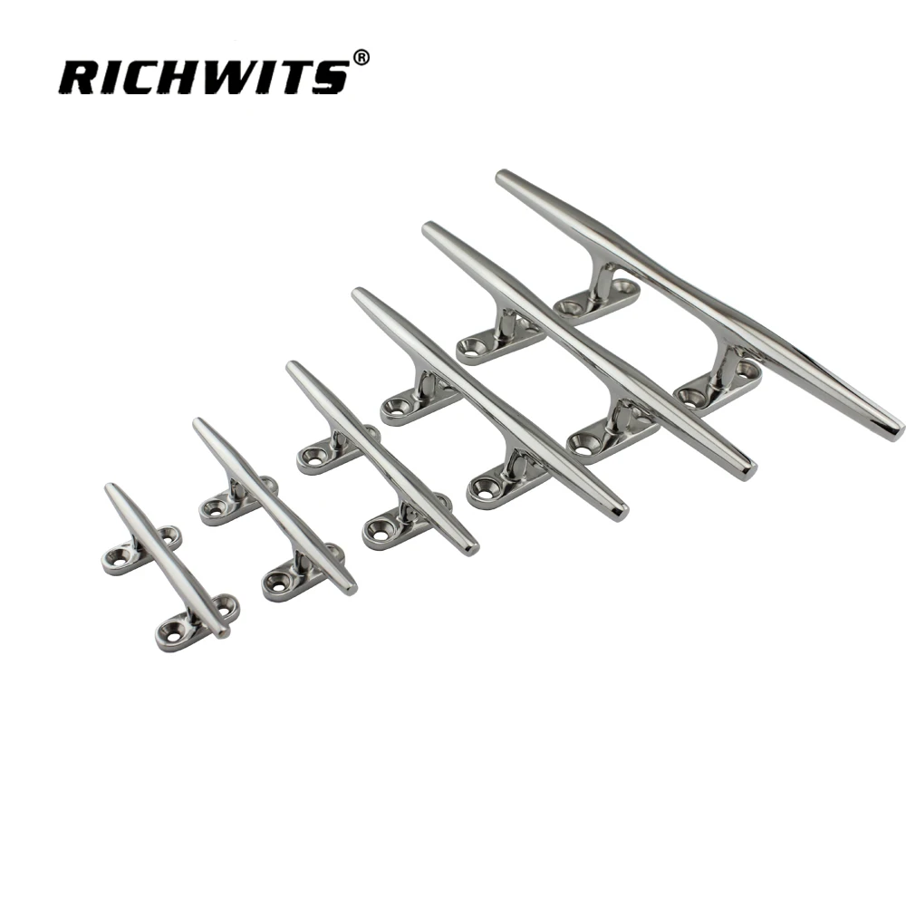 Boat Dock Cleat 4/5/6/8/10/12 inch Boat Cleat Open Base Cleat Marine Heavy Duty 316 Stainless Steel with 4 Pcs Screws