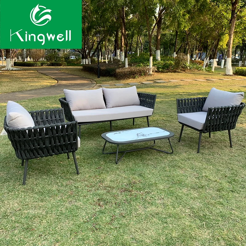 Скандинавский стиль салонный jardin алюминиевый уличный диван веревка плетеные садовые диваны с роскошным внешним