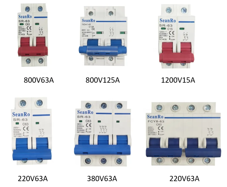 SeanRo solar MCB manufactured DC breaker 500V 600V 6A 16A 32A 63A mini circuit breaker