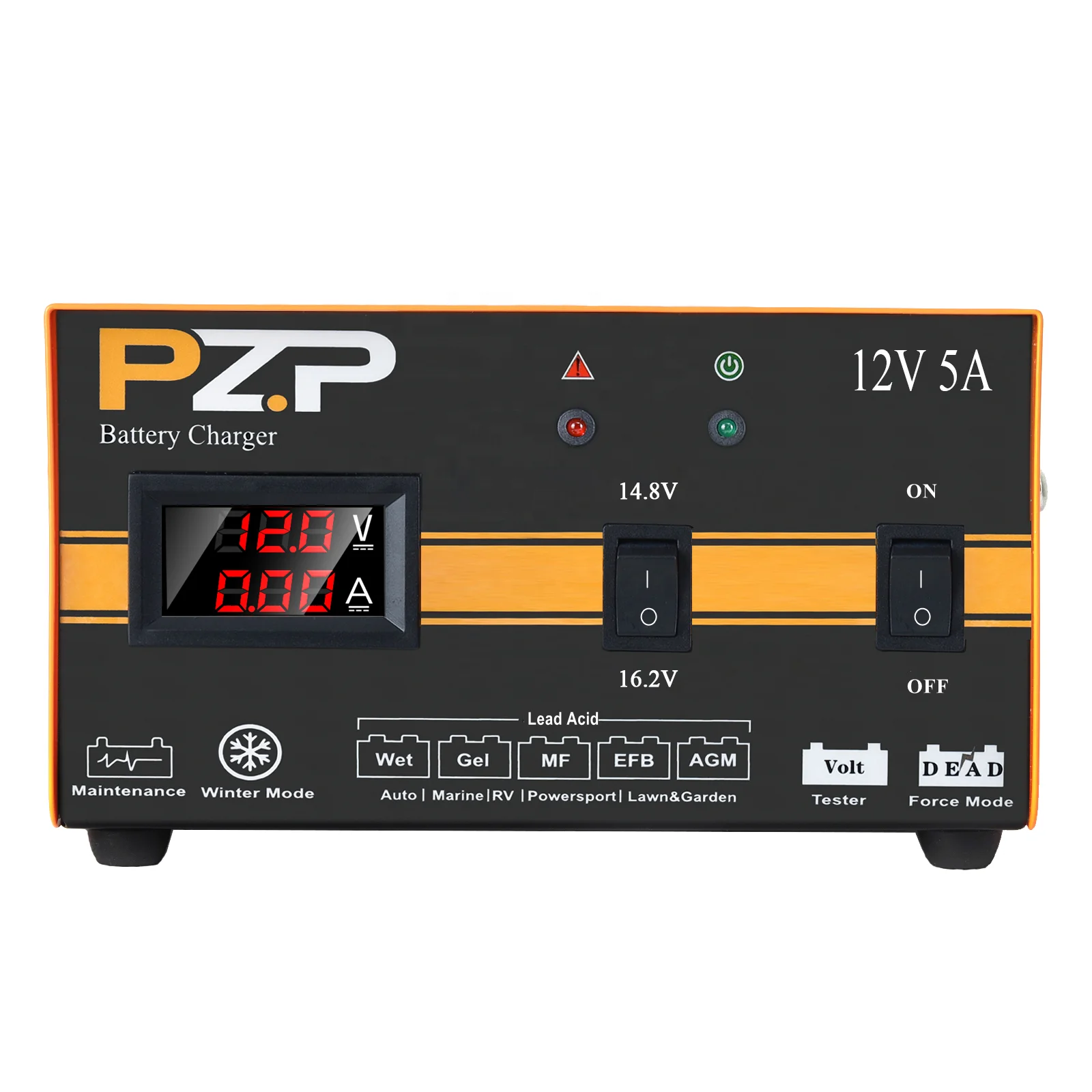 Portable Car Battery Charger 12V 5A Quick Charging Lead-acid Battery Maintainer Smart Digital Display Battery Charger