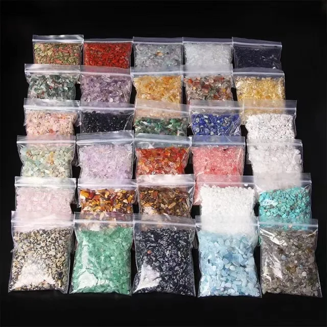 wholesale bulk natural many kinds quartz crystals healing stones PE bag package crystal gravel tumbled stones for home decor