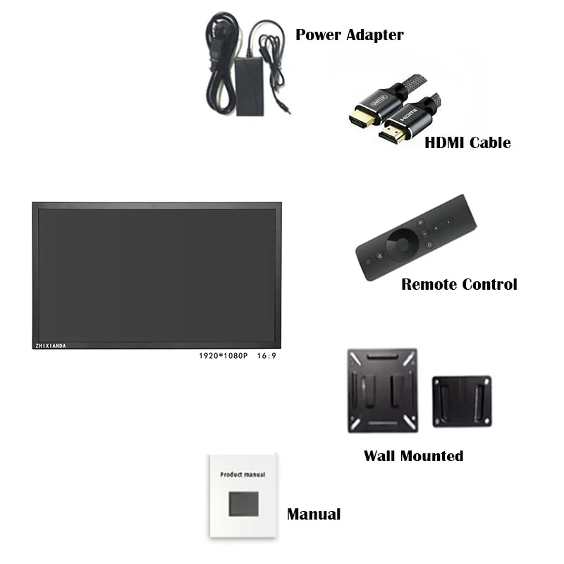 
ZHIXIANDA Factory Supplying HD 1920*1080P 21.5 inch VGA Industrial Widescreen Monitor 