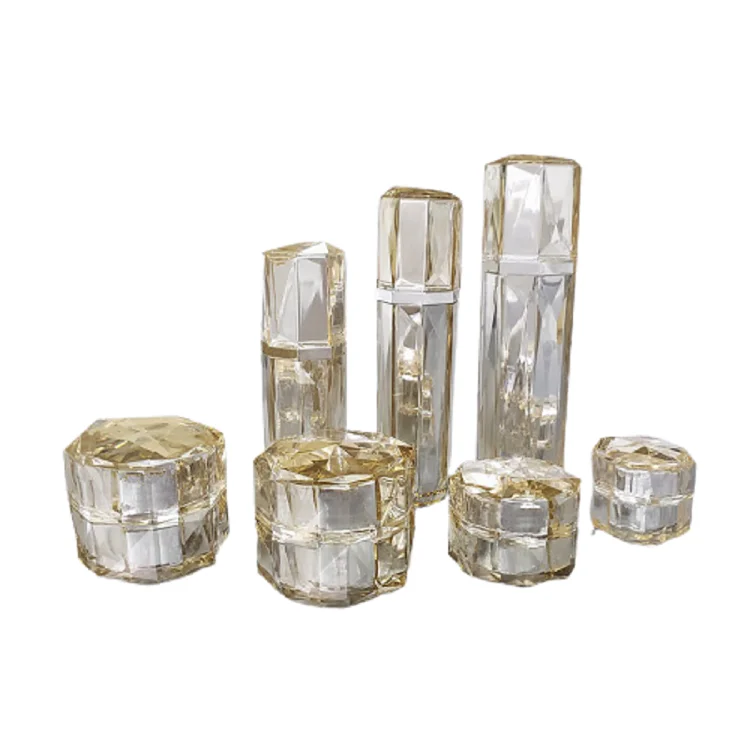 5~50g Cosmetic Cream Jar Champaign Gold Acrylic Empty Eye Face Cream Jar 30/50/100ml Mist Spray Refillable Lotion Pump Bottle