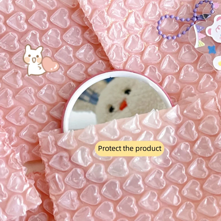 Pink heart-shaped thickened drop-proof express bubble film bags wholesale