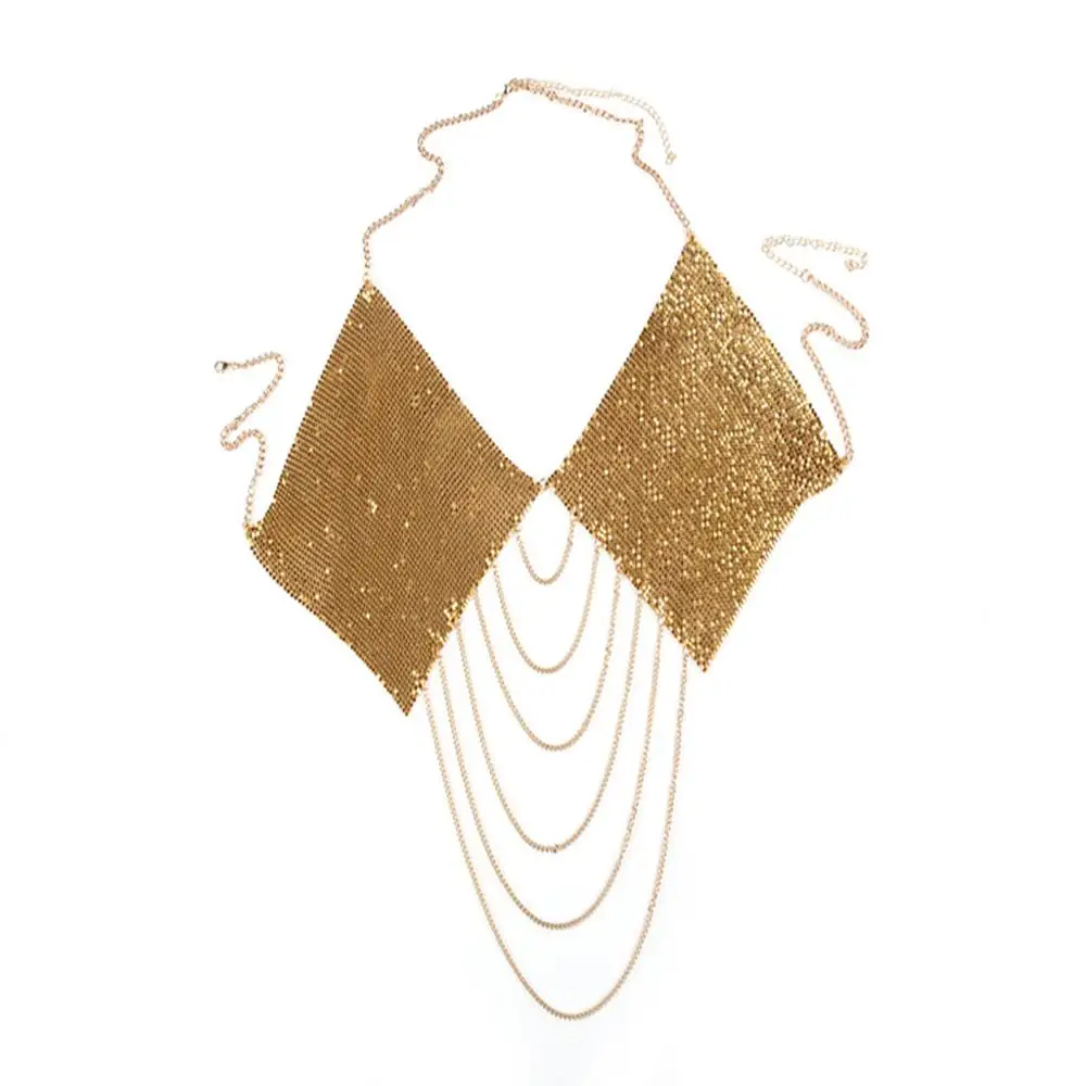 Sexy bikini personality sequined tassel chest chain luxury  body jewellery chain jewelry bra