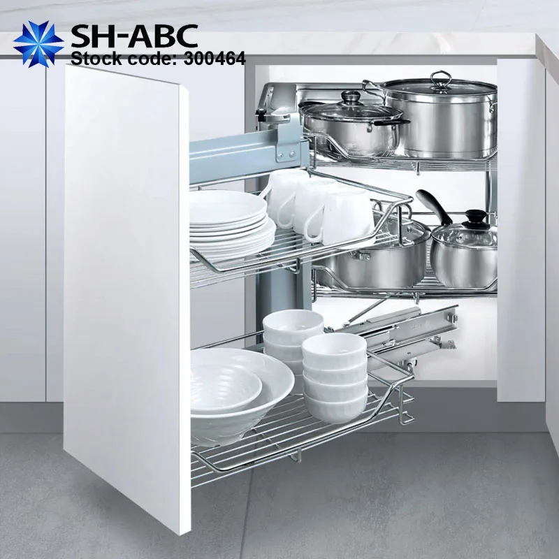 
SH ABC Swing tray little magic corner wire basket for kitchen cabinet storage 