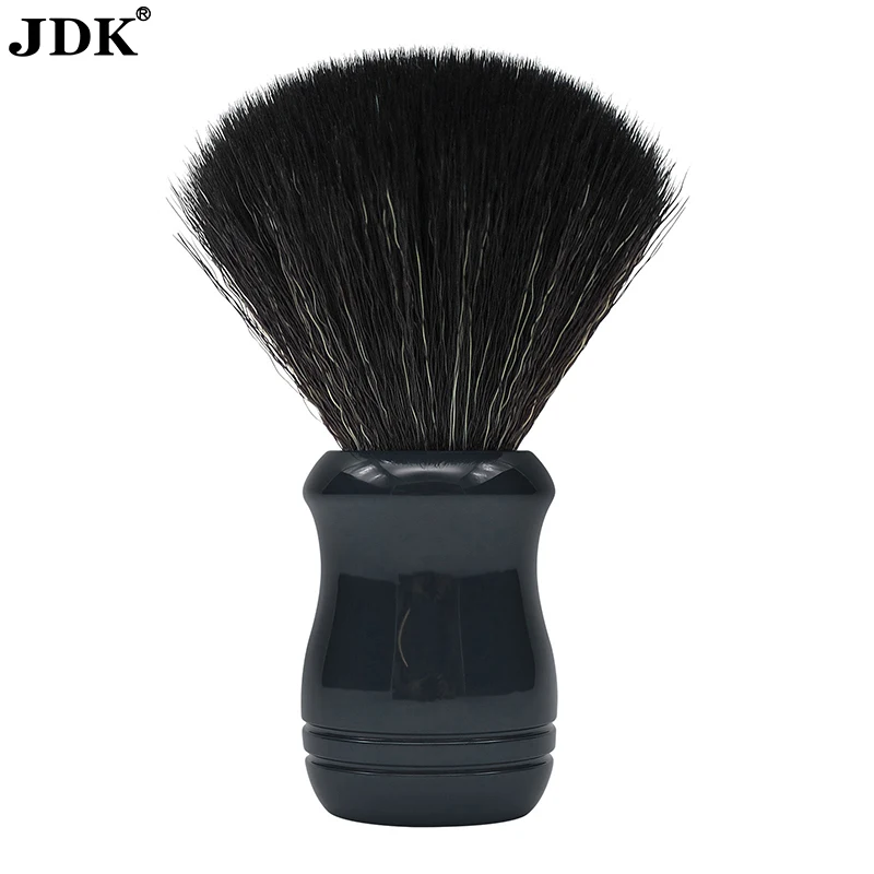 JDK Shaving Brush with Ultra-Soft Synthetic Bristles and Faux Ivory Black Handle to use with Shave Cream for a Perfect Lather