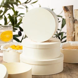 Biodegradable Wooden Round Takeaway Packaging Food Containers Cake Veneer Cheese Grazing Charcuterie Boards Christmas Gift Box