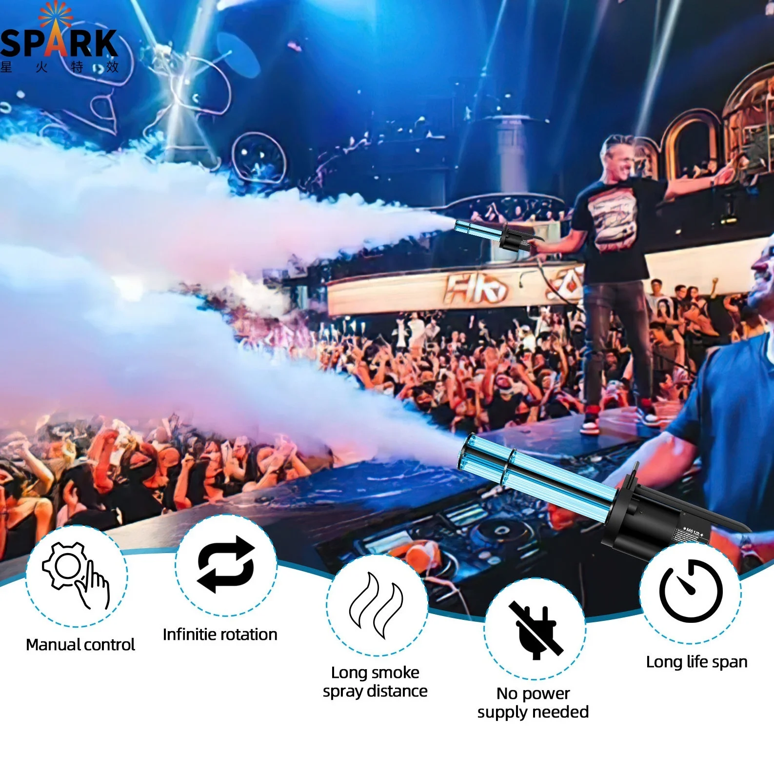 SP  Led Co2 Gatling Party Gun Handhold Gatling Co2 jet Machine for night club party and disco