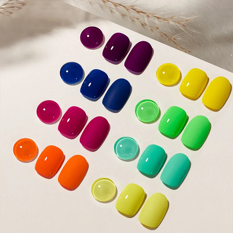 8 Colours 15ml Macaron Candy Fluorescent Colour Nail Polish Suitable Sunshine Orange Nail Art DIY Factory Wholesale