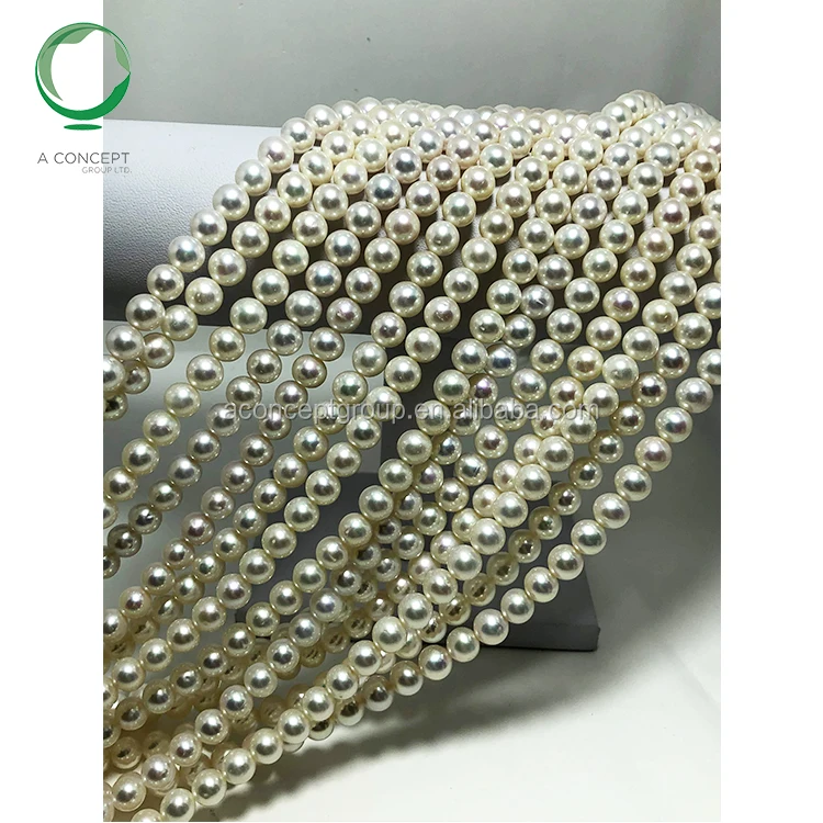 40cm 8-9mm Good Luster Nice Colour Near Round Shape White Fresh Water Pearl, pearl nucleus