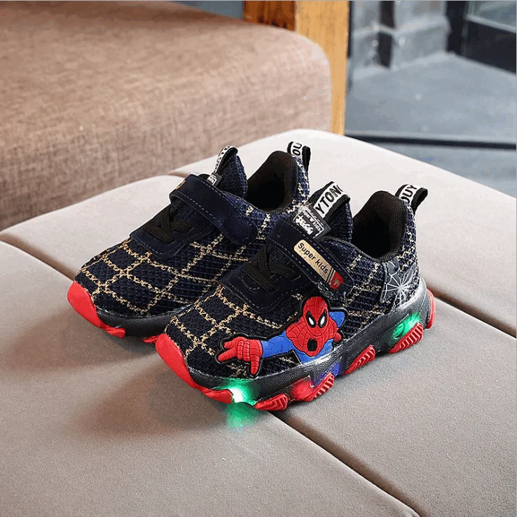 Cartoon shoes hot sales LED boys shoes Hook Loop children sneakers Lovely Fashion tennis kids shoes