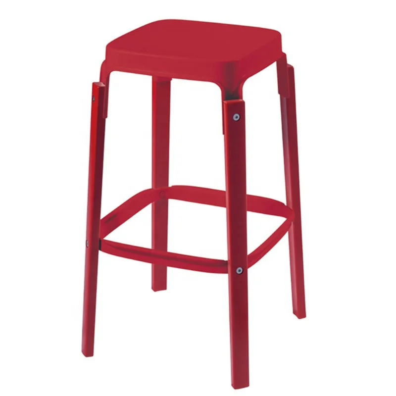 Morezhome classic modern wooden square bar chair steelwood counter stools	with three seat heights