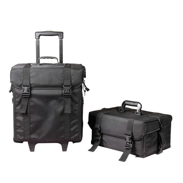 2 in 1 professional beauty cosmetic hairdressing soft sided nylon makeup trolley case