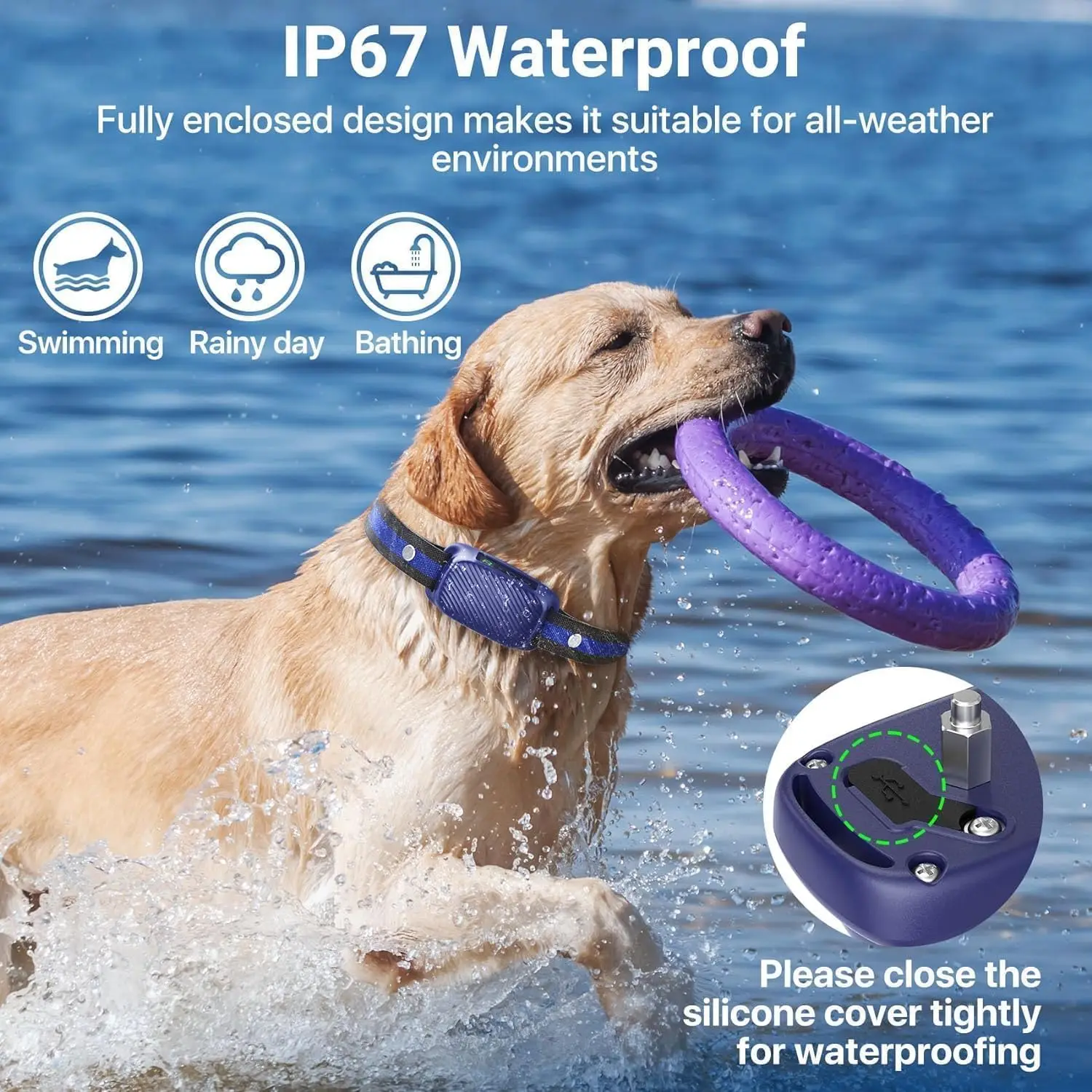 Rechargeable Anti Bark Collar with Adjustable 8 Sensitivity Smart Bark Training Collar with Beep Vibration for Large Medium Dogs