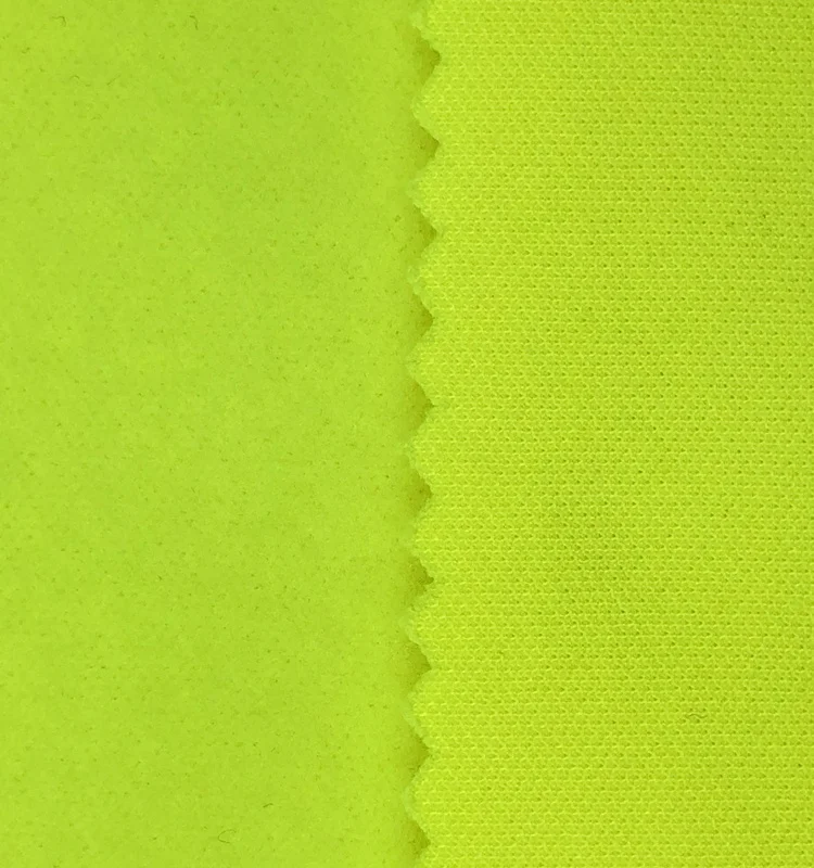 js030 100% Polyester mesh single fleece fabrics for clothing  fabric fluorescent yellow