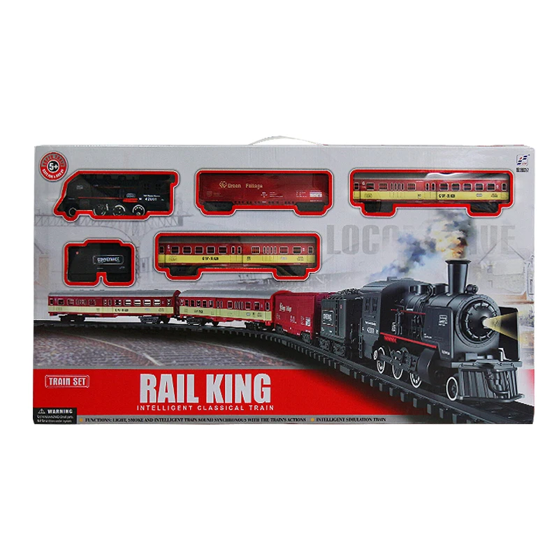 2020 wholesale electric rail train plastic steam smoke simulation train model classic for children toy