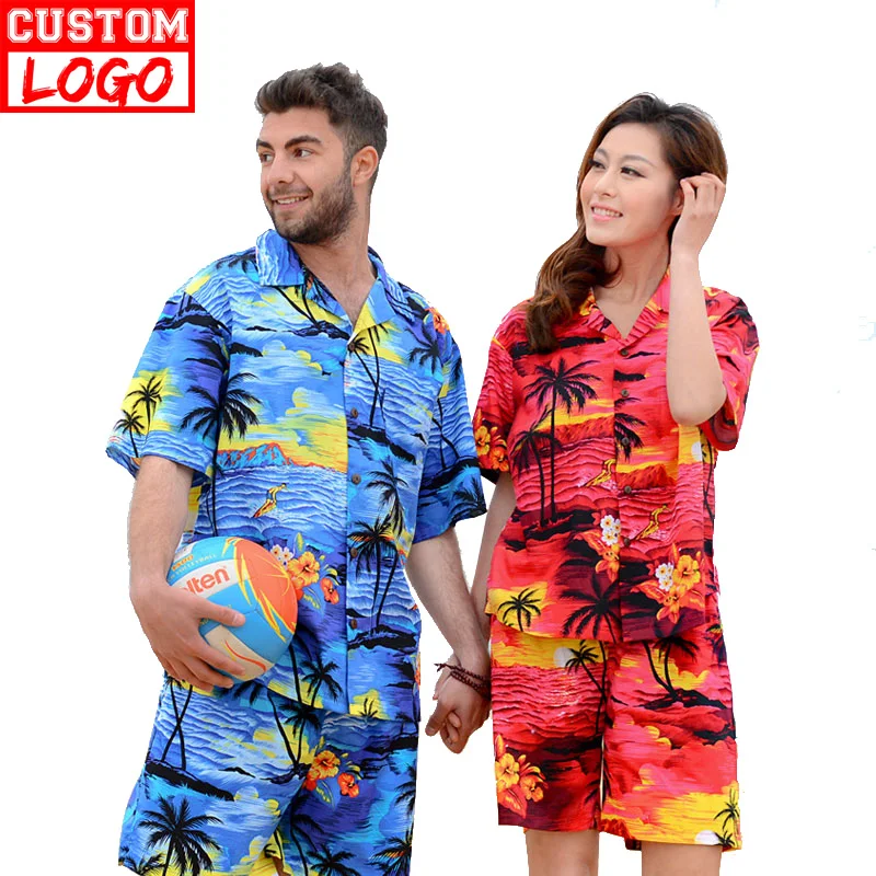 JARMOO Cool Feel Summer Full Color Sublimation Print Fashion Custom Pattern Beach Shirt Hawaiian Style Button Shirt and Shorts